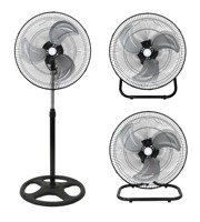 Ventilateur sur pied industriel 3 en 1 de 18 pouces avec un puissant moteur de grande taille et des pales en fer, grille de sécurité, base stable de 4,5 kg
