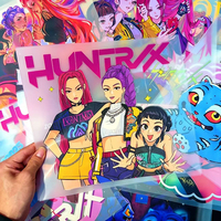 Autocollants en vinyle plastique sérigraphiés personnalisés de haute qualité pour transferts, pour le groupe de K-pop Demon Hunt Girl Group - Vente en gros, écologiques