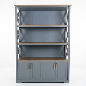 Estantería Moderna de Madera Maciza Estilo Rústico con Mueble Inferior, Estantería Alta de Madera Estilo Escandinavo con Espacio de Almacenamiento - Product Image 1