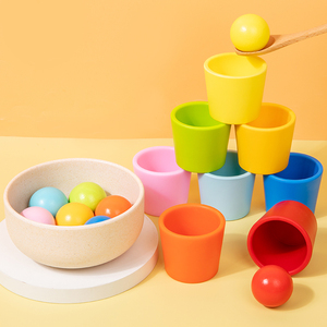 <span class=keywords><strong>Bolas</strong></span> y tazas de <span class=keywords><strong>madera</strong></span> Montessori juguetes educativos reconocimiento Arco Iris <span class=keywords><strong>colores</strong></span> juego juguetes educativos de <span class=keywords><strong>madera</strong></span> - Product Image 4