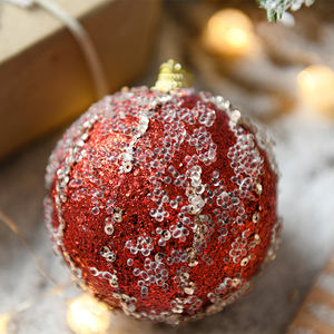 Adornos Regalos Decoración de Navidad 8cm Bola de Navidad inastillable Blanco Ailbaba China Para Navidad Brillo Navidad - Product Image 4