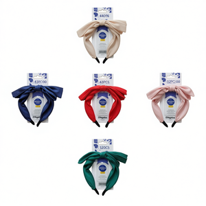 Bandeau pour cheveux Angelina en satin réglable pour femmes, bandeau à la mode pour usage quotidien, 12 pièces colorées - Product Image 1