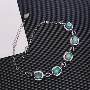 New Design 925 Sterling Silver Make A Wish Missing You Couple Aesthetic Natural Opal Bracelet