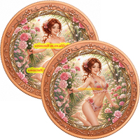 Médaille en cuivre pur 999 de 1 Troy oz, colorée, à haut relief, motif Jeune Fille avec Œillet, objet de collection, souvenir, artisanat