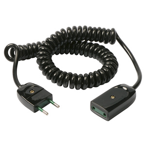 <b>Black</b> Coiled Extension <b>Cord</b> 25cm 2x0.75mm For Indoor Use - Product Image 1