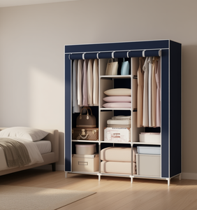 Armadio Portatile in Tessuto Non Tessuto con Telaio in Acciaio, 5 Ripiani, Organizzatore per Vestiti da Camera da Letto, Design Minimalista, Tipo Verticale - Product Image 2