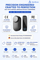 Serrure intelligente à cylindre européen réglable Aurelysse, sans perçage, empreinte digitale, mot de passe, contrôle par application TUYA, Standard Pro OEM ODM