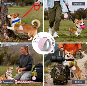Bouteille d'eau portable 2 en 1 pour chien, anti-fuite et compacte - Bouteille en acier inoxydable et bol en silicone pour chiens - Product Image 4