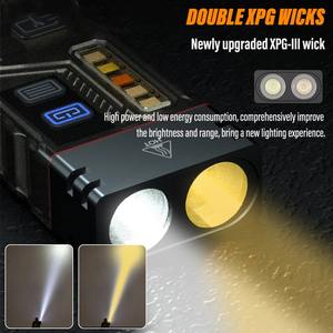 Linterna LED UV EDC con Clip para Gorra, Lámpara de Trabajo Magnética, Recargable Tipo-C, Linterna de Bolsillo para Camping - Product Image 4