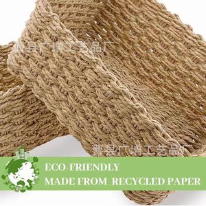 Handmade Paper Rope Woven <b>Storage</b> <b>Basket</b> Rectangle <b>Large</b> Household Clothing Organizer Soft Furnishing - Product Image 5