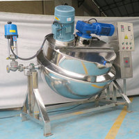 Bouilloire à vapeur industrielle en acier inoxydable avec émulsifiant cuiseur à sauce incliné mélangeur de navire bouilloire de cuisson à double paroi
