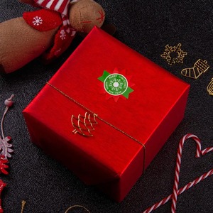 Custom Eco-Friendly Recyclable <b>Red</b> Gift Box Green Bow Gold Christmas Tree Charm Double-Sided Digital Printing Packaging <b>Paper</b> - Product Image 3