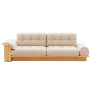 사용자 정의 미니멀리스트 디자인 일본식 단단한 나무 프레임 소파 거실 아파트 수납 공간 소형 3 인용 소파 - Product Image 4