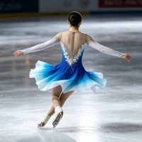 Robe de compétition de patinage artistique en tissu haut de gamme, ornée de strass scintillants, à manches longues, pour adultes et enfants, pour spectacle sur glace
