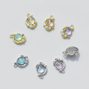 Pendentif planète en alliage avec perle et strass en forme de demi-lune pour la fabrication de bijoux GJ296 - Product Image 4