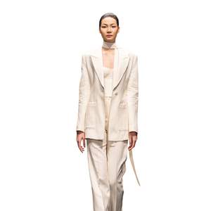 Blazer Whiteant para mujer de alta calidad de Jacquard arena de un solo pecho de manga larga contemporáneo corte recto de VN - Product Image 4