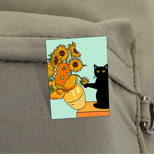 Set Pin Enamel Kucing Nakal Kreatif, Vas Bunga Matahari, Lencana Logam, Pin Kerah Kucing Hitam Elegan, Dekorasi, Hadiah untuk Penggemar - Product Image 4