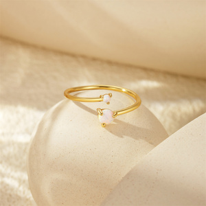CANNER Wholesale 925 Sterling Silver 18K Yellow <b>Gold</b> Plated <b>Opal</b> Stone Adjustable Engagement <b>Ring</b> Women's Jewelry Wedding Party - Product Image 2