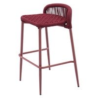 de jardin en aluminium pour comptoir de bistro Mobilier de terrasse Tabourets de bar hauts en corde tissée rouge sans bras
