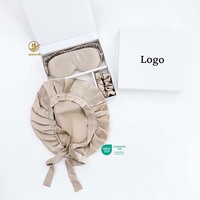 Ensemble de luxe personnalisé avec logo de marque : taie d'oreiller en soie, masque de nuit et chouchou, motif animalier de dessin animé, coffret cadeau écologique pour femme, 100 % soie
