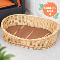 Nouvelle Niche/Cave Ovale Moderne Écologique Confortable Respirante Durable Faite à la Main en Rotin pour Chat et Chien – Panier Douillet Tout Confort