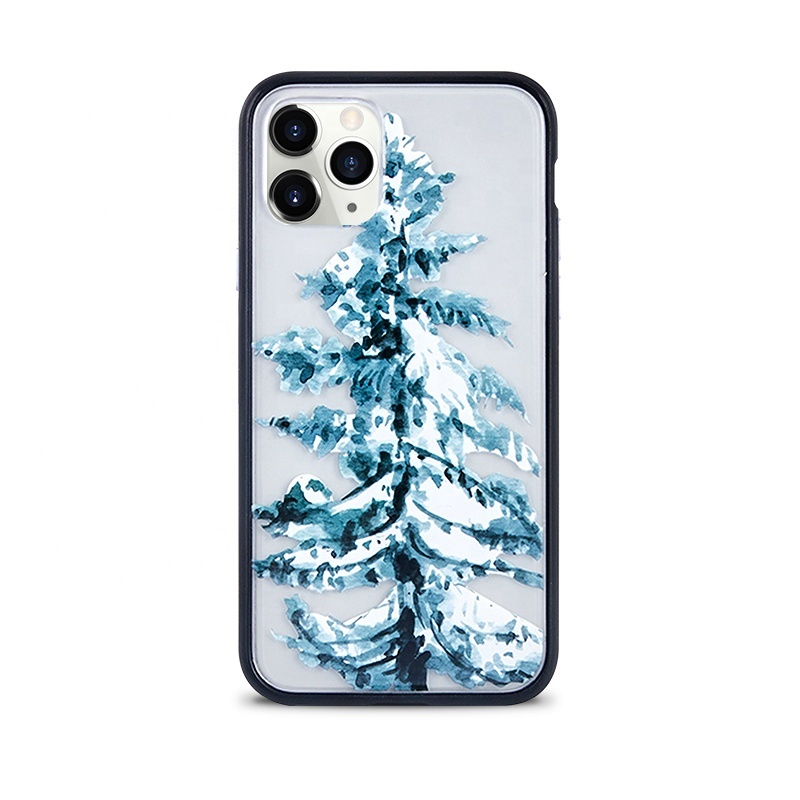Imprimé TPU Cadre PC Dépoli Couvercle Arrière Transparent Étui à Téléphone Hybride Pour iPhone 6.1 pouces Givré Étui Mat