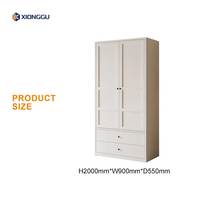 Armoire en acier grande capacité avec portes de placard supérieures pour chambre d'appartement, rangement de vêtements, organisateur de meubles