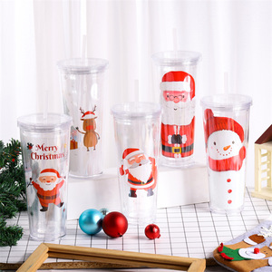 Vaso Térmico Navideño con Pajita, 700ml, Doble Capa, Tapa Reutilizable, Aislamiento Térmico, Diseño de Santa, Muñeco de Nieve y Reno, Regalo Navideño - Product Image 1