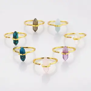 Cincin kristal penyembuhan alami, perhiasan cincin wanita batu permata set perhiasan cincin perak
