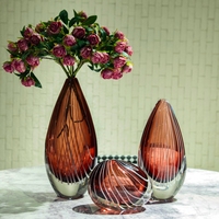 Ensemble d'objets en verre artistique soufflé à la main, sculpture en forme de goutte d'eau dégradée violet-rouge, centre de table, vase à bourgeons pour la décoration de luxe des hôtels