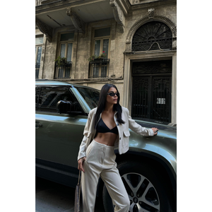 Pantalones de gamuza tipo lápiz de cintura alta color beige para mujer, tela de felpa - Product Image 3