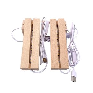Acrylic Lamp Wood Light Base Long Strip Round Night Light Holder Wooden Slot USB Remote Touch Acrylic Wooden Base for LED Lights - Product Image 3