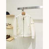 Blouson bomber coupe-vent pour homme, veste de pilote décontractée, col côtelé léger, veste légère avec doublure à carreaux