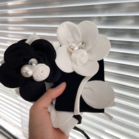 Luxe noir blanc coton mollet chaussettes respirant tricoté équipage anti-dérapant fleur Rose perle strass conception à la mode Lolita
