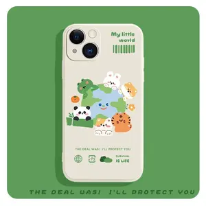 Factory wholesale customized design green fresh animal matt TPU Soft phone case for iphone 11 12 13 14 pro Max