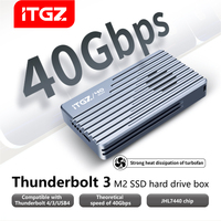 علبة SSD من نوع M.2 بسرعة 40 جيجابت في الثانية من ITGZ مع شريحة مزدوجة JHL7440 RTL9210 بدون مروحة وصندوق ألومنيوم مع كابل TB4