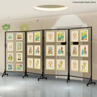 Présentoir pliable en métal à grille, installation au sol pour expositions d'art, œuvres d'art de maternelle ; stands de marché mobiles