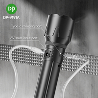 Lampe de poche tactique rechargeable torche LED COB mise au point réglable multi-fonction lumière latérale d'urgence USB et charge solaire