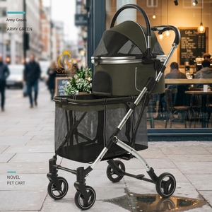 Poussette pliable de luxe <span class=keywords><strong>pour</strong></span> animaux de compagnie EUR PET <span class=keywords><strong>pour</strong></span> chats et chiens, cadre en aluminium à 4 roues, tissu Oxford, grande capacité, utilisation intérieure/extérieure - Product Image 1