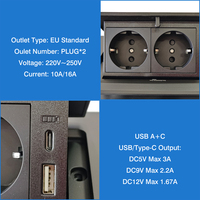 Boîte de prise escamotable JiaXin argent/noir, norme européenne, avec USB, multimédia, intégrée, prise de bureau intégrée