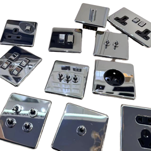 Modern Stainless Steel Wall Switches 2-Gang Touch Control Mirror Finish IP20 16A 230V EU Plug <b>Socket</b> Panel - Product Image 1