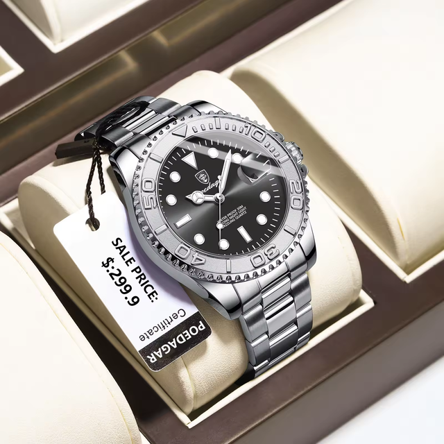 Poedagar 680 New Fashion Luxury Men Wristwatch Waterproof Luminous Quartz Watches Stainless Steel Watch