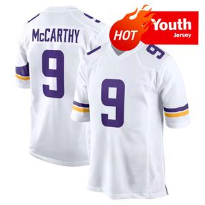 فريق الفايكنج للشباب والأطفال بالجملة # 22 سميث 9 #   مكارثي 18 #   قمصان كرة القدم الأمريكية عالية الجودة من جيفرسون مع شعار مطرز - Product Image 4