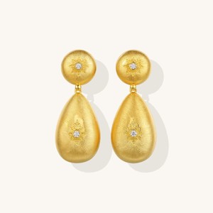 Pendientes Artesanales de Oro Sólido 9K/14K/18K con Forma de Lágrima Mate, Colgantes Sofisticados con Textura para Joyería de Herencia - Product Image 5