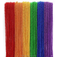 Colliers de perles en plastique en gros pour usine, violet, or, vert, métalliques, pour Mardi Gras, carnaval, fête, accessoires de costume, imperméables, durables