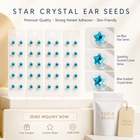Patchs autocollants en cristal bleu éclatant pour points d'acupuncture auriculaires, autocollants de massage auriculaire auto-adhésifs