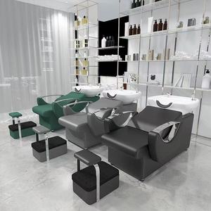 Fauteuil de lavage noir et or, station de lavage des cheveux inclinable avec lavabo en céramique pour salon - Product Image 6