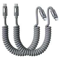 LISEN 2026 Lot de 2 câbles USB C rétractables 60W, cordon de charge rapide enroulé, câble en silicone robuste pour Samsung Galaxy S25 iPhone