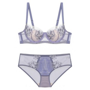 Nouveau Style français broderie dentelle garniture doux Sexy rassemblement soutien-gorge ensemble sous-vêtements respirants Ultra-mince Lingerie pour les femmes - Product Image 6