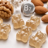 Gommes à la biotine pour les cheveux, la peau et les ongles - Saveur fruitée - Complément alimentaire - Bonbons gommeux - Flacon de 60 unités